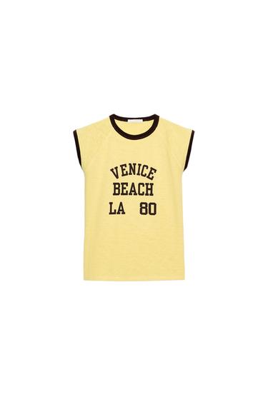 SLUB KNIT T-SHIRT WITH TRIMS - Light yellow by Zara