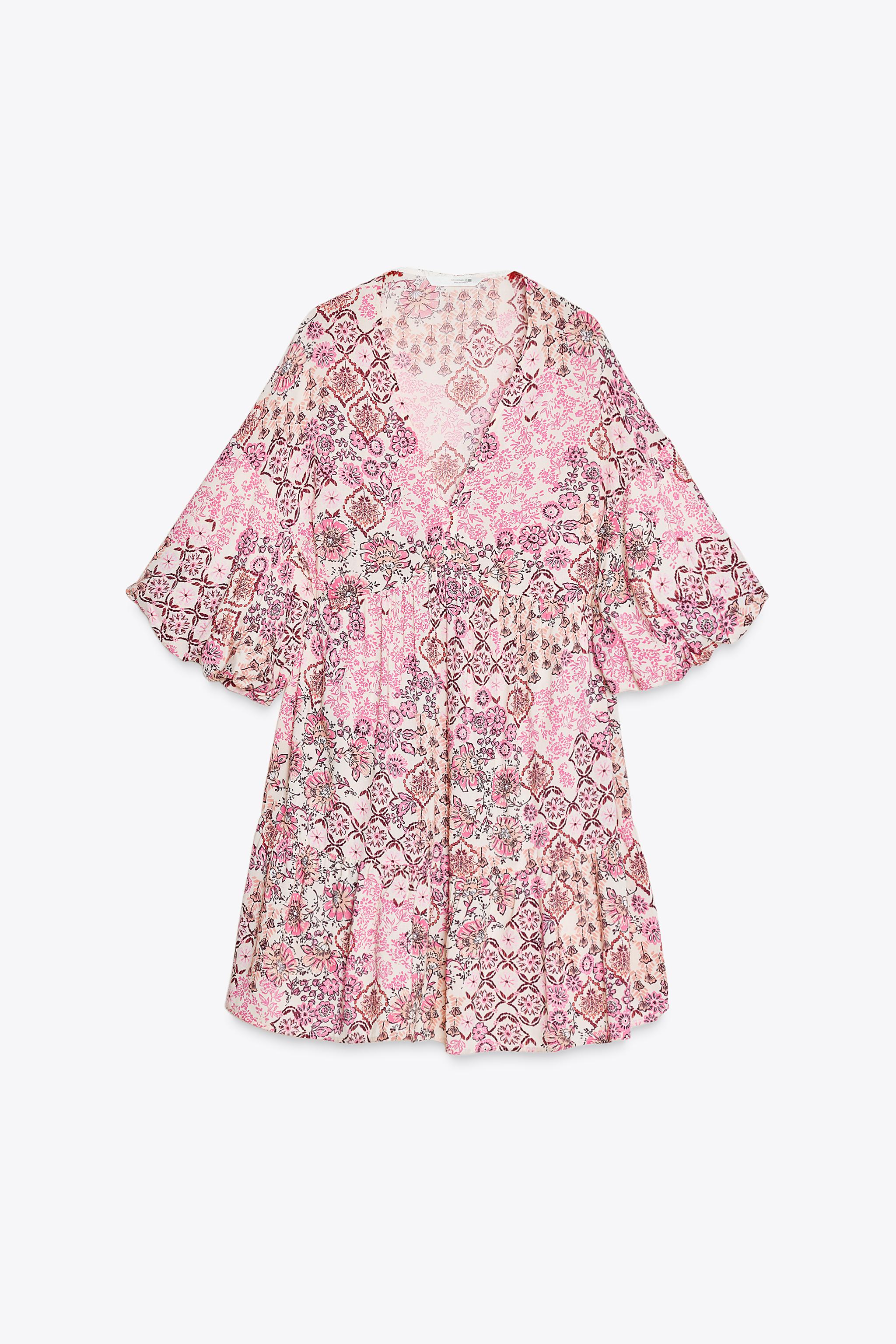 ZARA プリント柄パフスリーブワンピース 5029/096 プリント柄パフスリーブワンピース - マルチカラ― | ZARA Japan