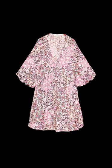 GEMUSTERTES KLEID MIT PUFFÄRMELN - Bunt von Zara - Bild 0