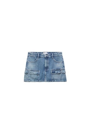 DENIM CARGO SKIRT TRF