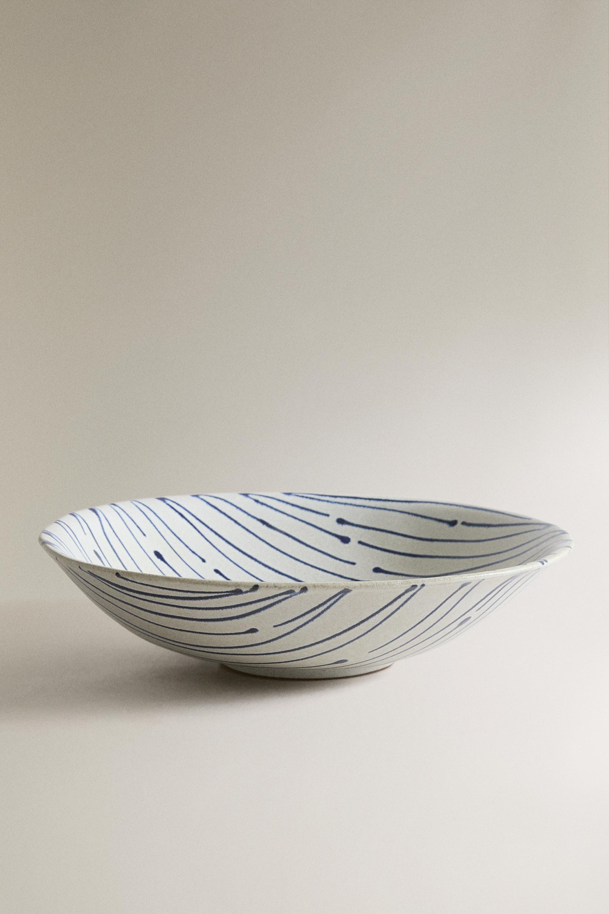 STRIPED EARTHENWARE SALAD BOWL