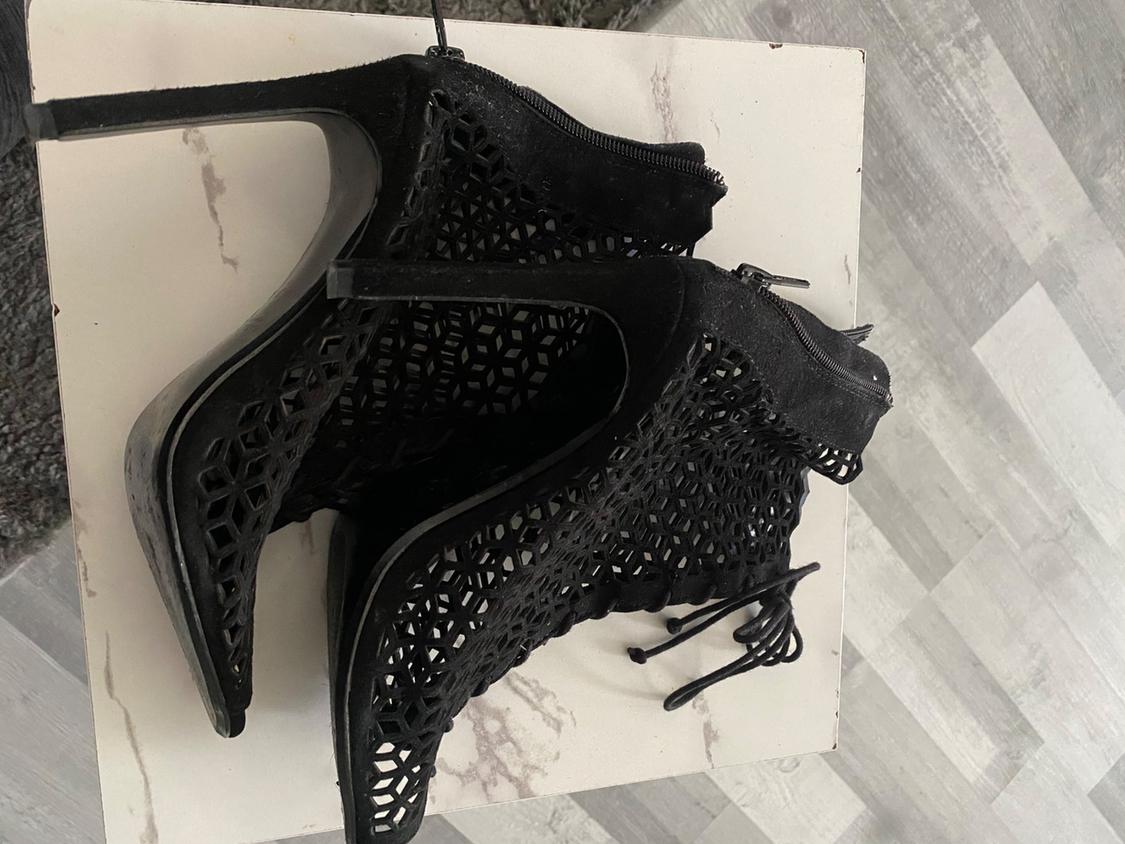 GEOMETRIC CUT OUT LACE UP PEEP TOE HEEL - Image 3