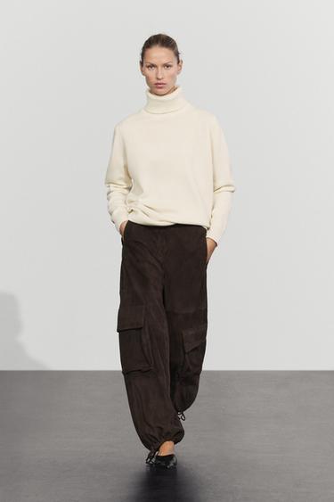 Wool blend turtleneck knit sweater — Ecru 2