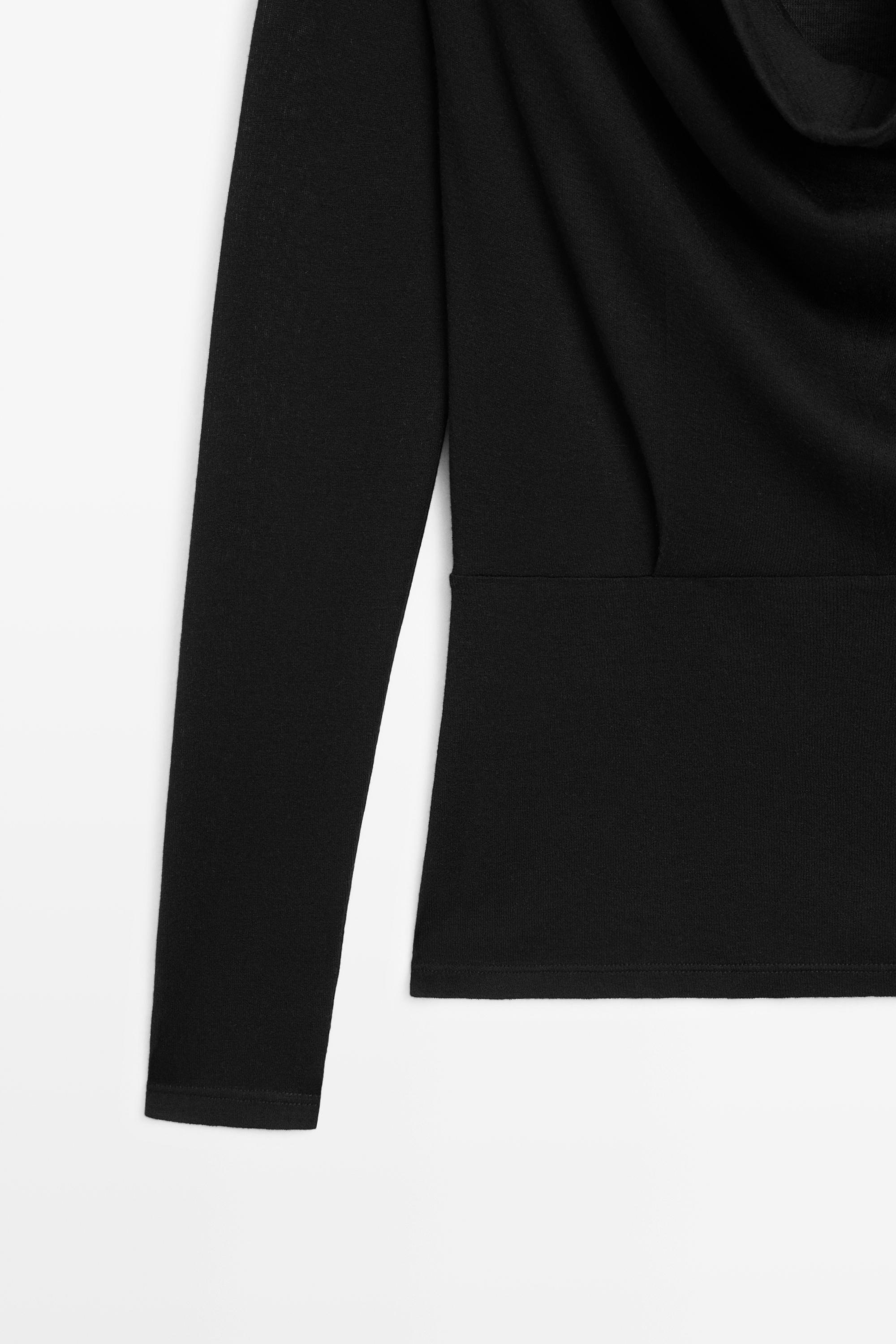 Long sleeve top with draped neckline