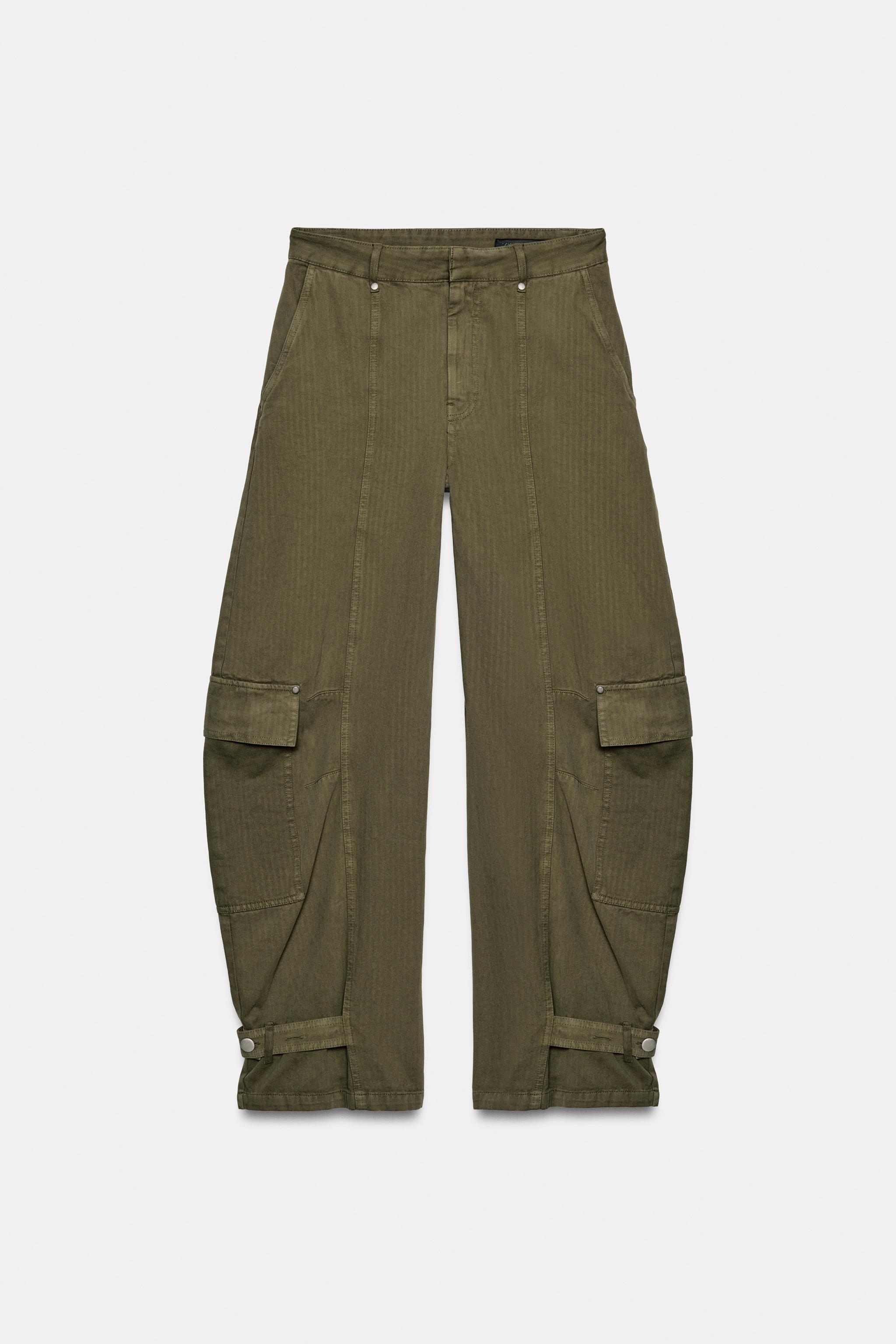 Женские брюки Zara ZW COLLECTION BARREL CARGO PANTS — фото 7