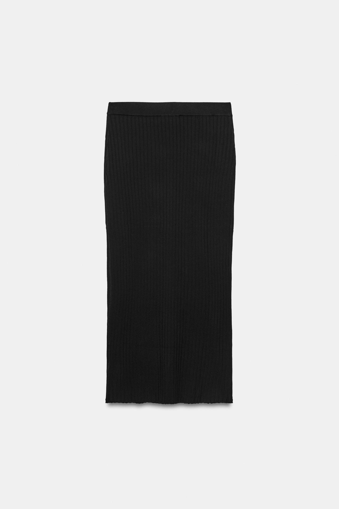 Женская юбка Zara Ribbed Knit MIDI, цвет: Чёрный — фото 5