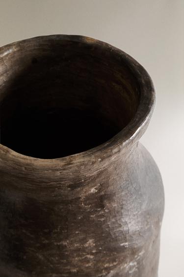 CYLINDRICAL CERAMIC VASE - Black / Brown by Zara - Image 2