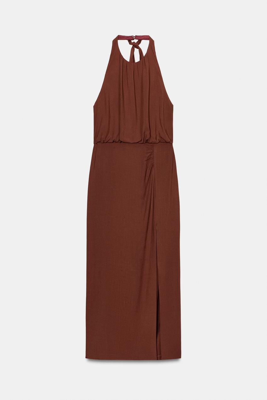 HALTER MIDI DRESS - Terracotta | ZARA Australia