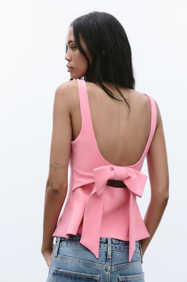 Zara BACK BOW TOP - Fuchsia