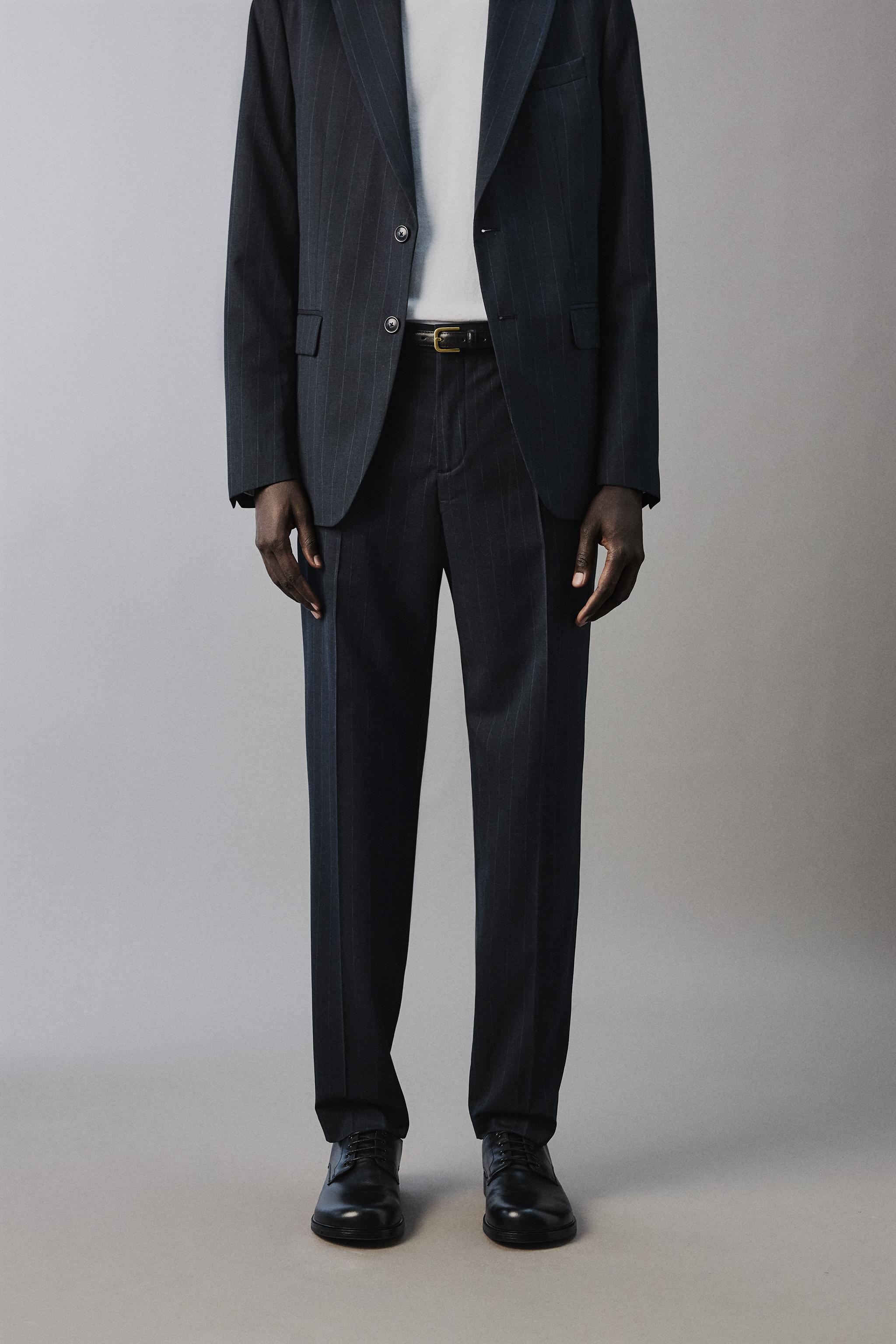 ピンストライプスーツパンツ - ネイビーブルー | ZARA Japan / 日本