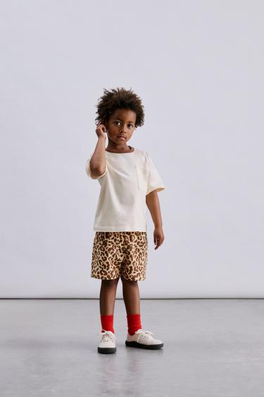 Zara ZEBRA T-SHIRT AND BERMUDA JOGGING SET - Ecru