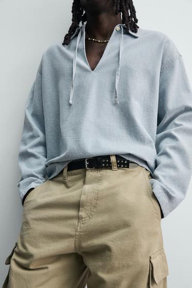 CHEMISE POLO EN DENIM LÉGER - Bleu ciel de Zara - Image 5