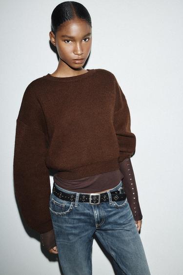EINFARBIGER STRICKPULLOVER - Braun von Zara