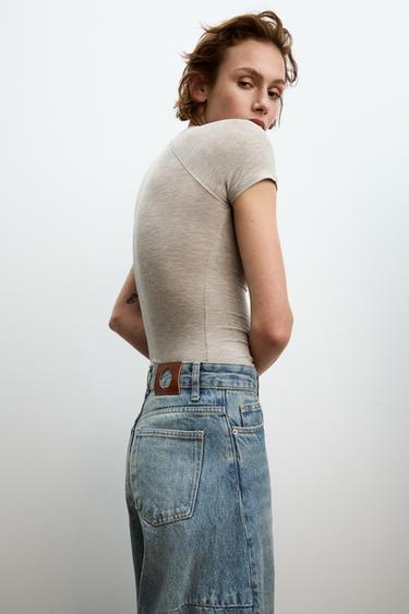 Zara ZW COLLECTION MID-RISE BALLOON JEANS - Light blue