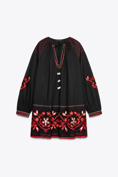 ZW COLLECTION EMBROIDERED SHORT DRESS - Black by Zara - Image 3