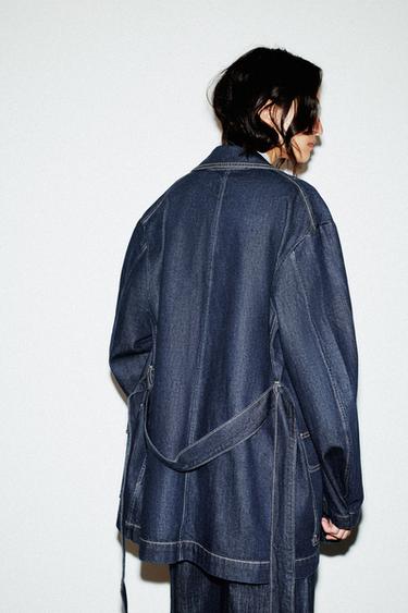 TRF DENIM SHORT TRENCH COAT - Dark indigo de Zara - Image 7