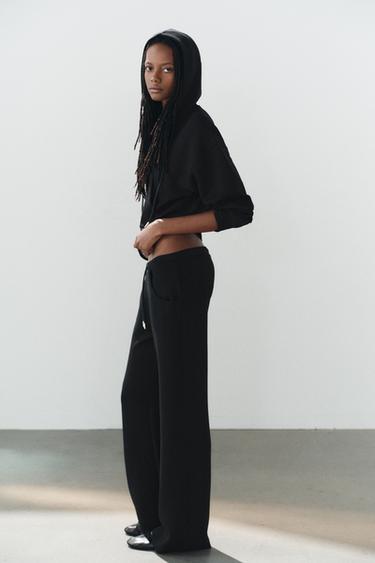 INTERLOCK FLARED TROUSERS - Black by Zara