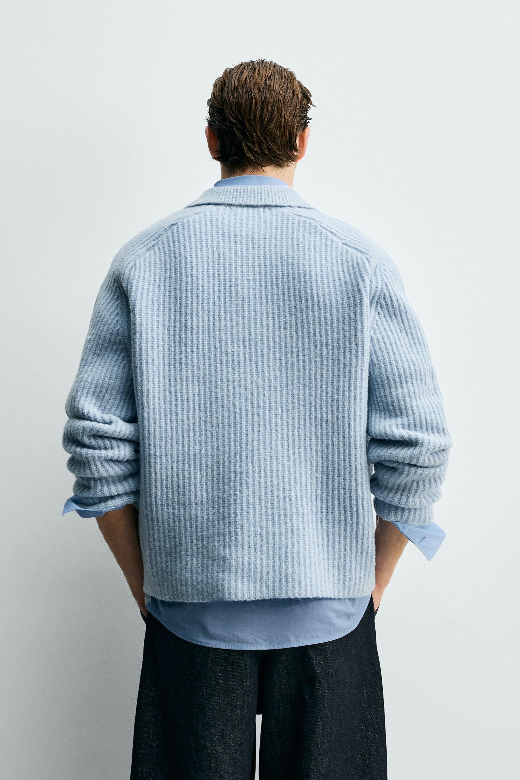 POLO EN MAILLE PERLÉE AVEC MÉLANGE DE LAINE