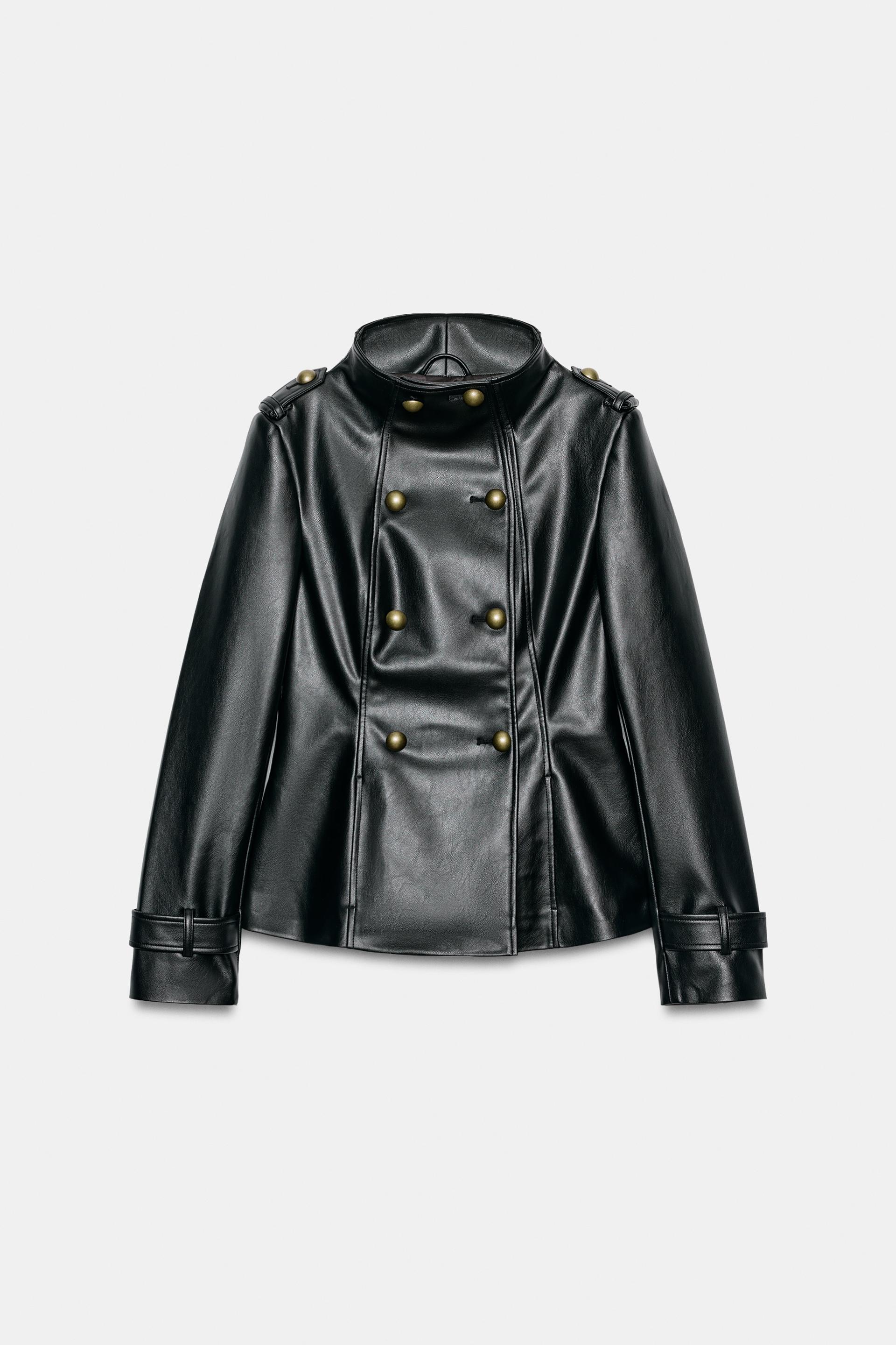 Leather Effect Buttoned Jacket