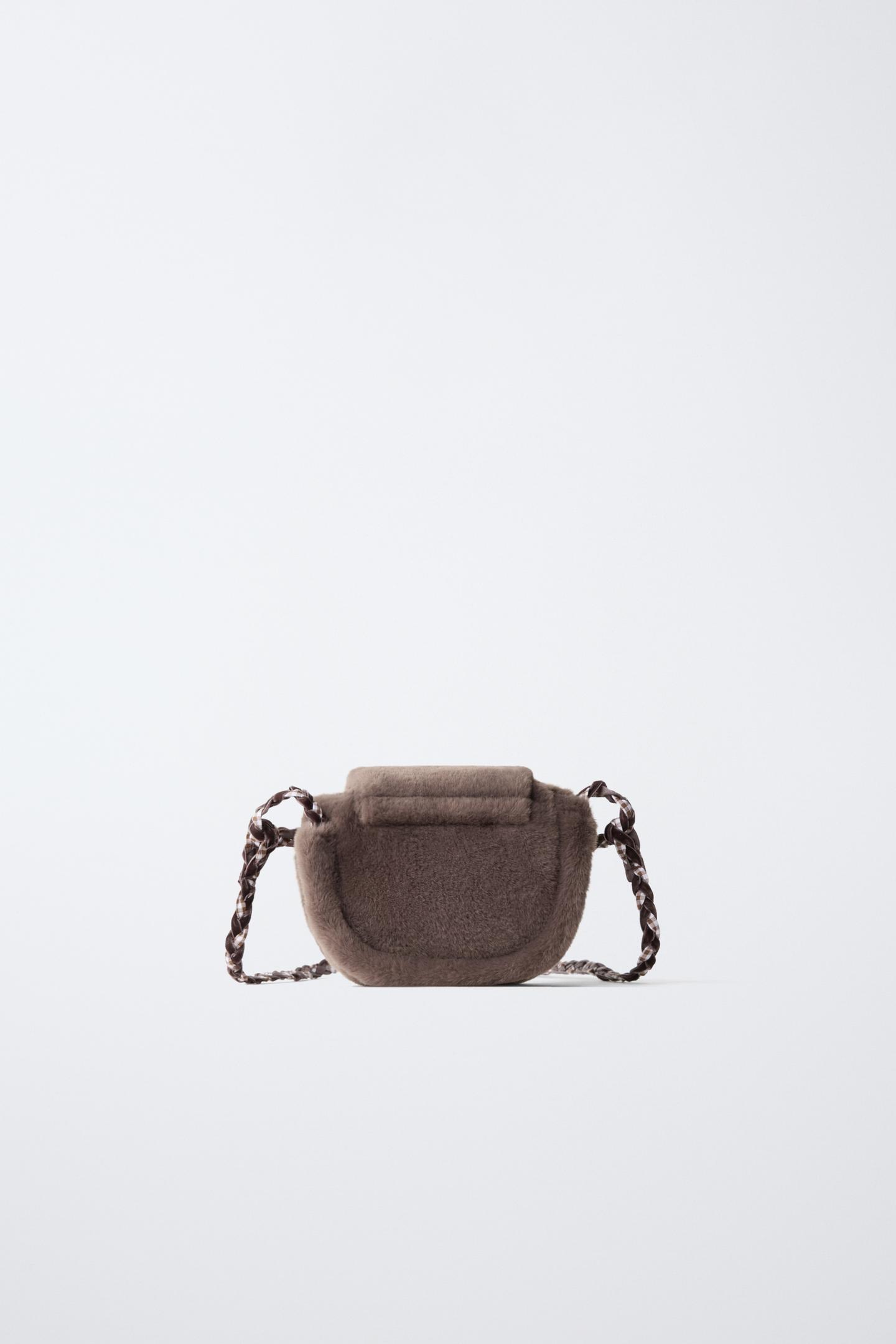 Детская сумка Zara Fur Bow Crossbody, цвет: Серый — фото 5