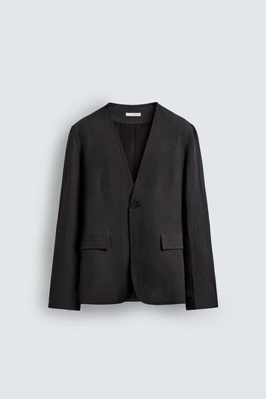 VESTE DE COSTUME SANS REVERS COUPE DÉCONTRACTÉE - Gris anthracite de Zara