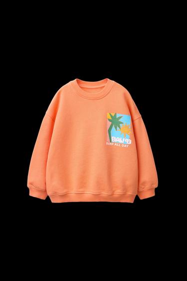 Zara SURF PRINT SWEATSHIRT - Orange - Image 0
