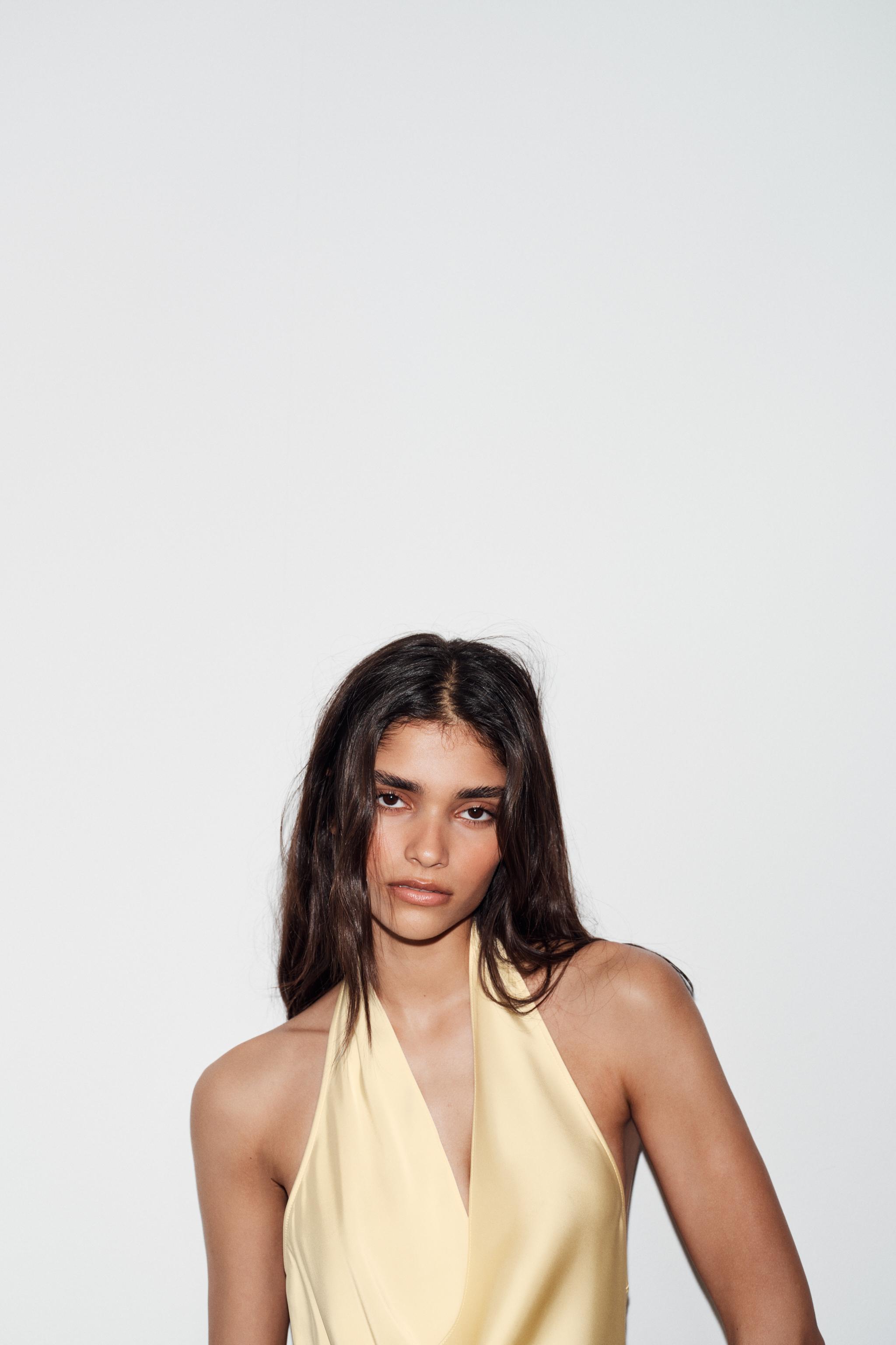 SATIN HALTER TOP - Light yellow | ZARA South Africa