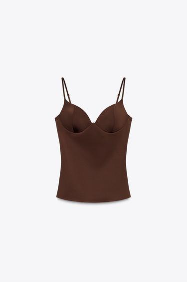 POLYAMIDE BLEND TOP - Brown by Zara - Image 4