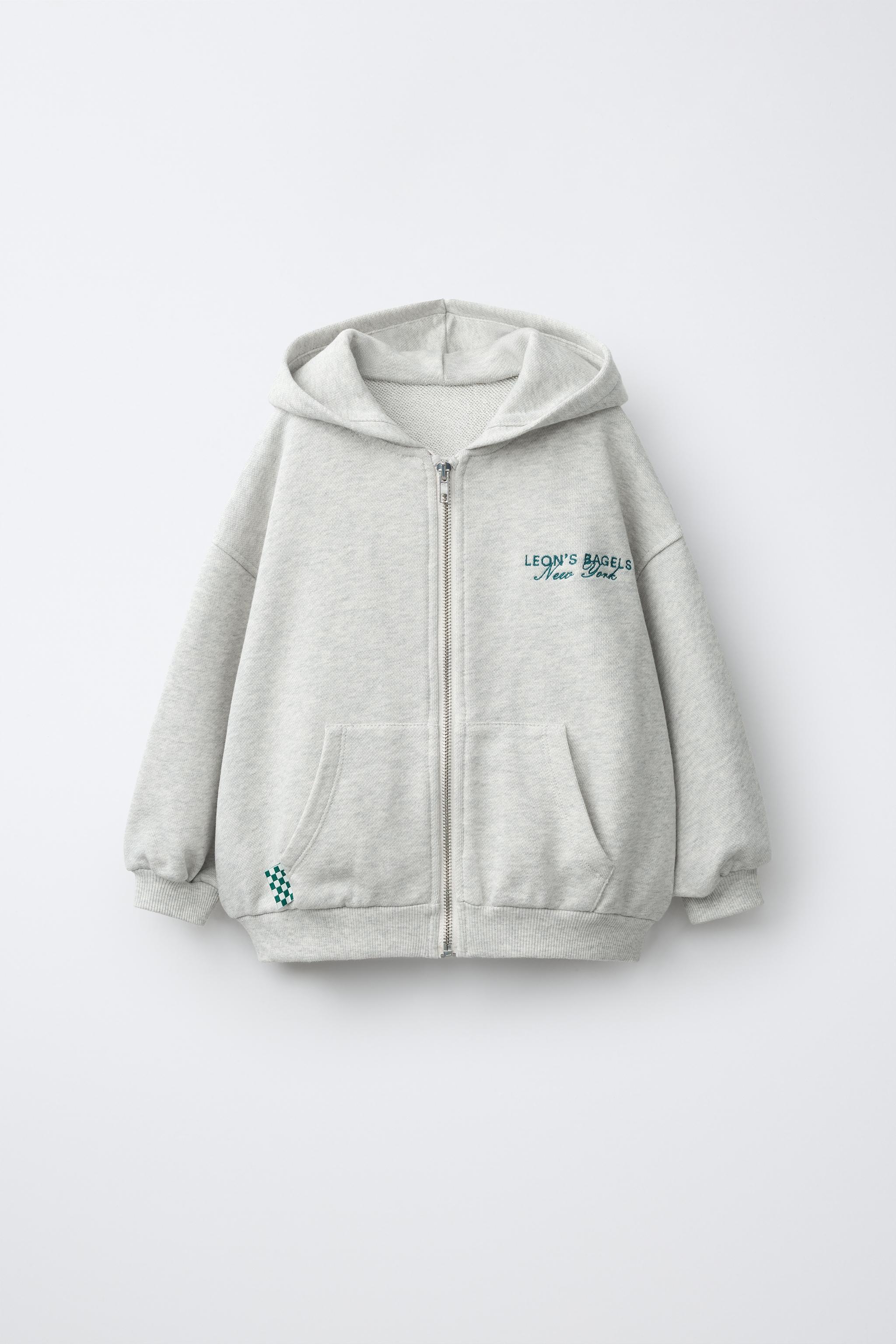 LEON'S BAGELS EMBROIDERED ZIP-UP HOODIE