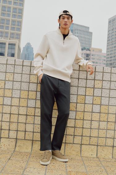 Zara 基本款拉鍊領運動衫 - 磨白色