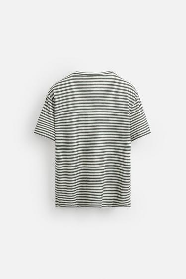 STRIPED LINEN BLEND T-SHIRT - striped by Zara - Image 7