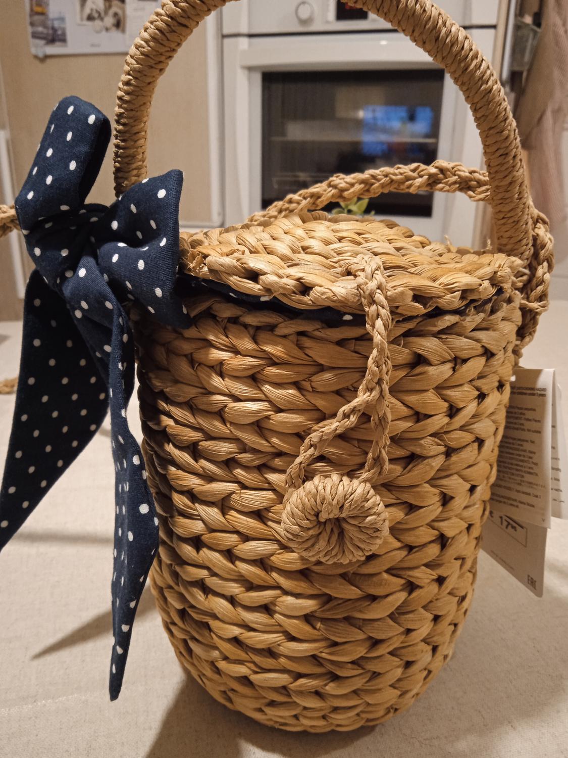 POLKA DOT RAFFIA BASKET