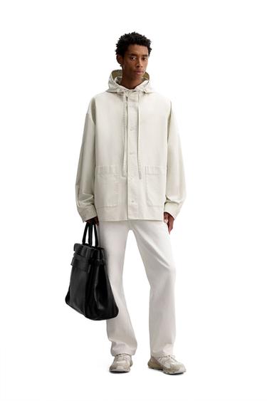 SURCHEMISE OVERSIZE À CAPUCHE - Blanc / Gris de Zara