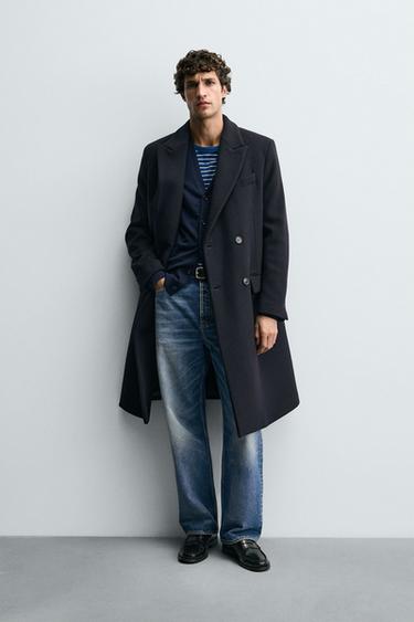 MANTECO ® WOOL BLEND DOUBLE-BREASTED COAT - Navy blue by Zara - Image 0