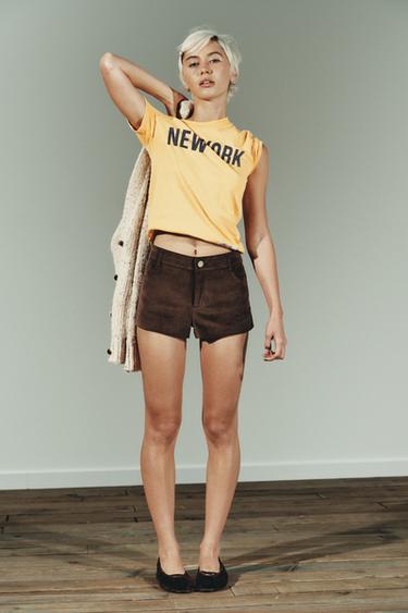 Zara FAUX SUEDE MINI SHORTS - Brown - Image 0