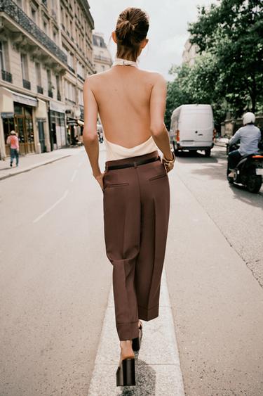 TURN-UP HEM TROUSERS WITH BELT -  by Zara - Image 4