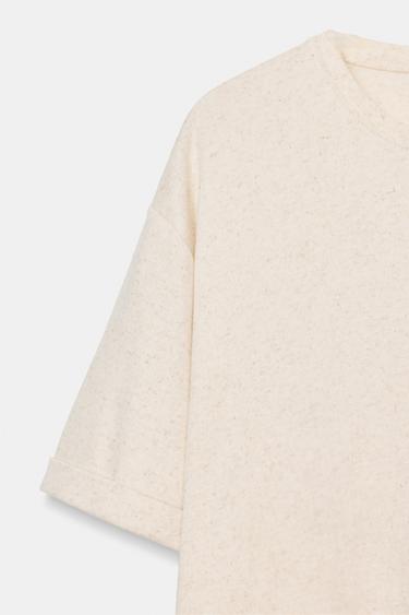 T-SHIRT FLUIDE À MANCHES COURTES - Écru de Zara - Image 6