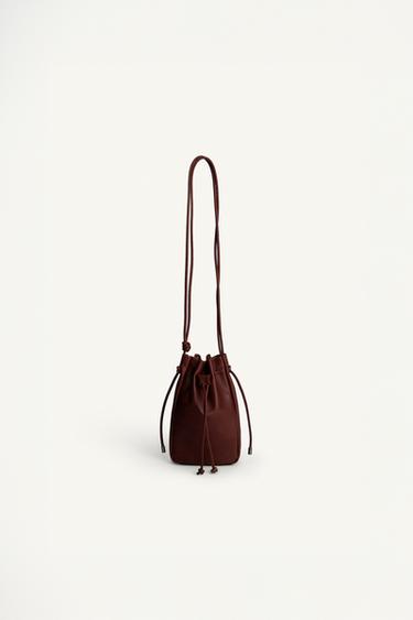 LEATHER CROSSBODY BAG - Brown by Zara