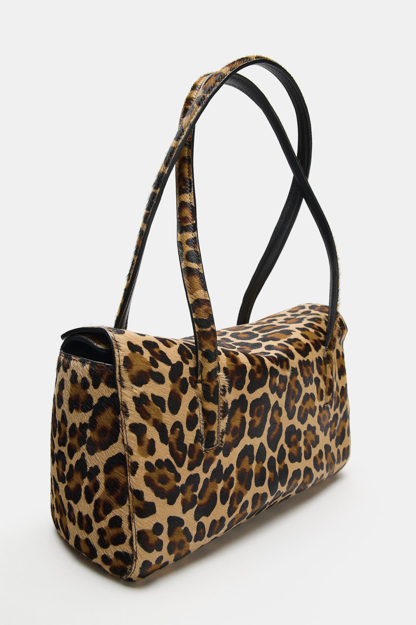 Женская сумка Zara Animal Print Leather City, цвет: Леопардовый — фото 5