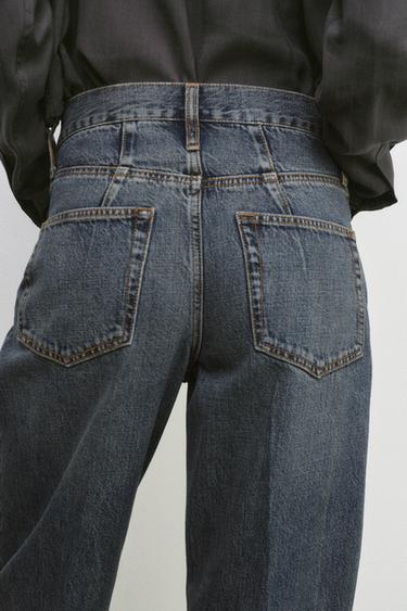 Zara ZW COLLECTION BARREL HIGH-WAIST JEANS - Blue