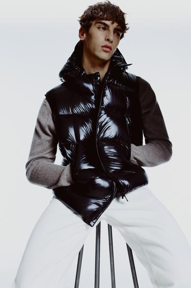 100% FEATHER DOWN PUFFER GILET - Black by Zara