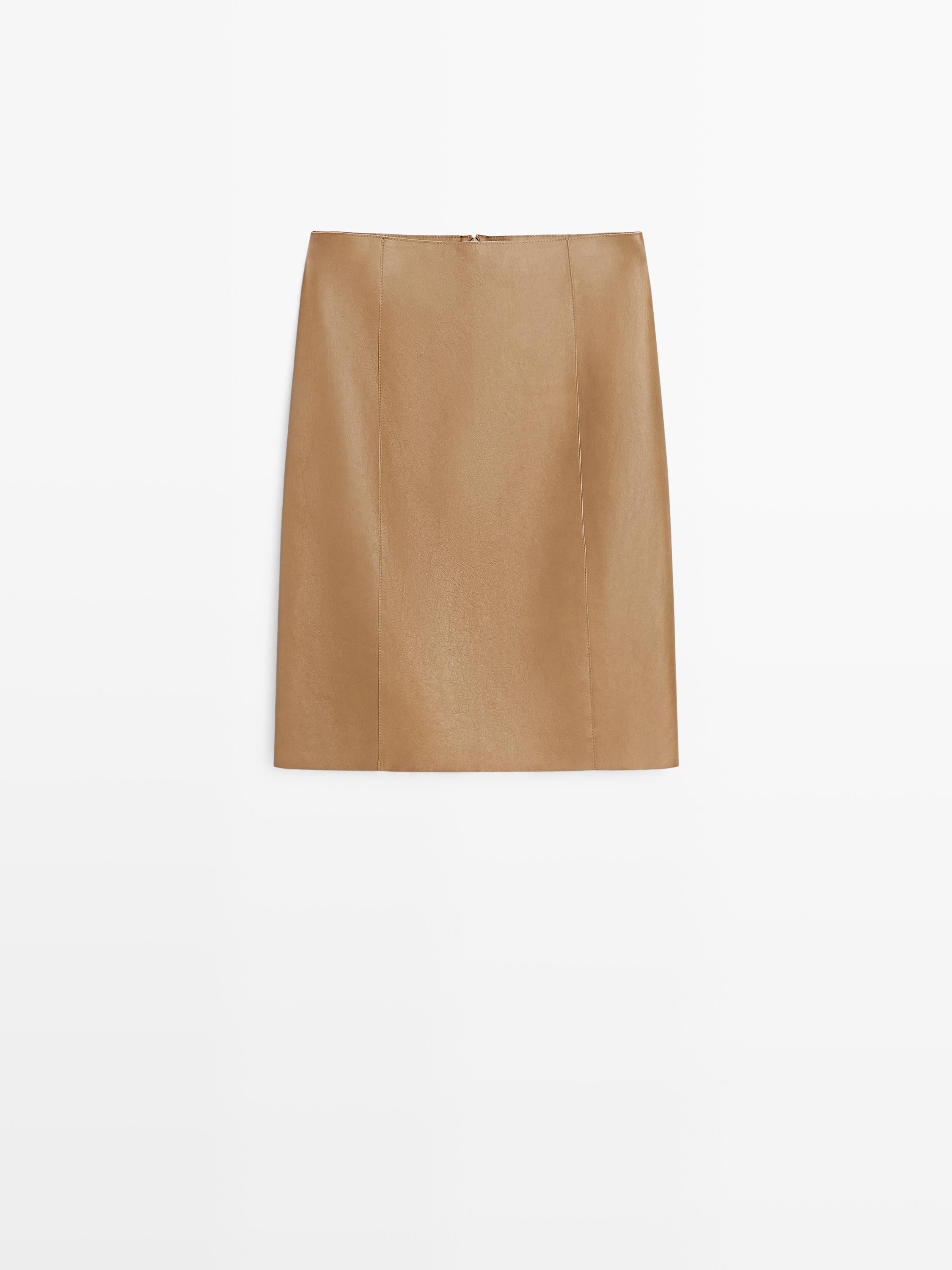 Nappa leather mini skirt