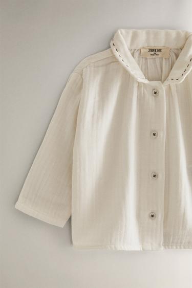 CHEMISE BÉBÉ COTON MOUSSELINE - Blanc cassé de Zara - Image 2