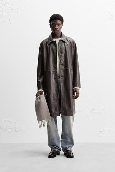 TRENCH PIEL - Negro / Marrón de Zara - Imagen 0