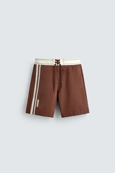 MAILLOT DE BAIN LONG BANDES PUKAS SURF X ZARA - Marron de Zara