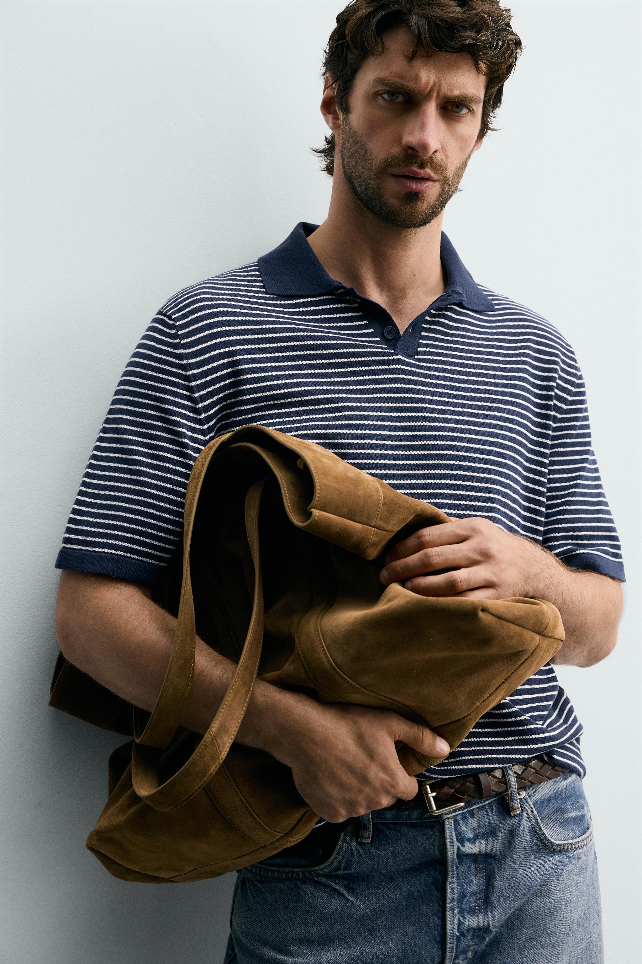 STRIPED JACQUARD KNIT POLO - Indigo | ZARA United States