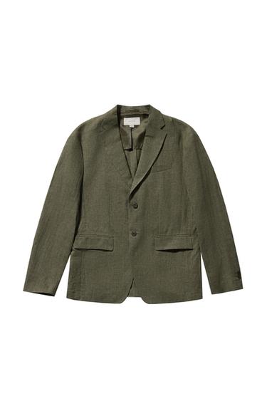 100% LINEN SUIT BLAZER - Dark khaki by Zara