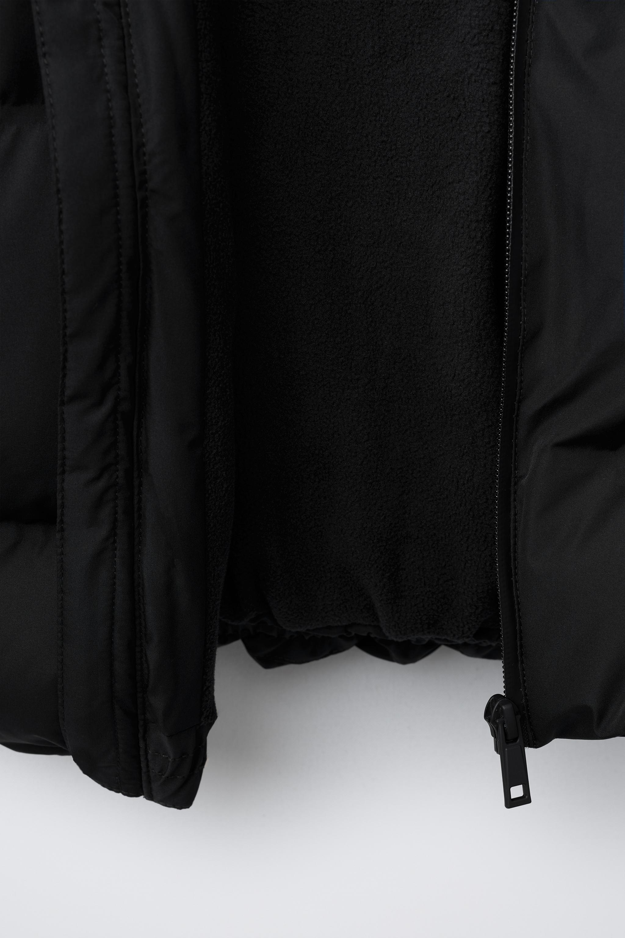 撥水加工 フード付きキルティングコート - ブラック | ZARA Japan / 日本