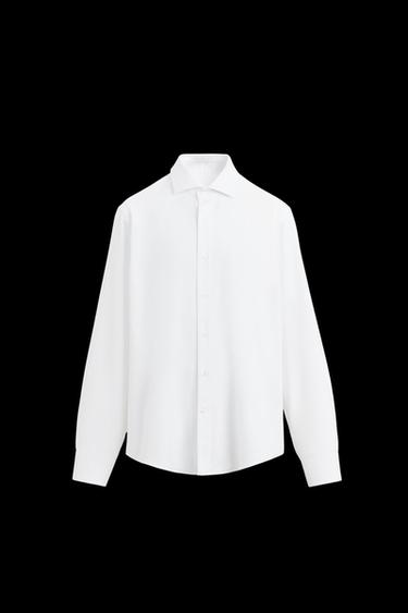 Zara SLIM FIT TEXTURED SHIRT - White