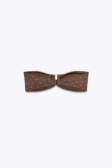 SPOTTY TULLE BIKINI TOP - Brown by Zara